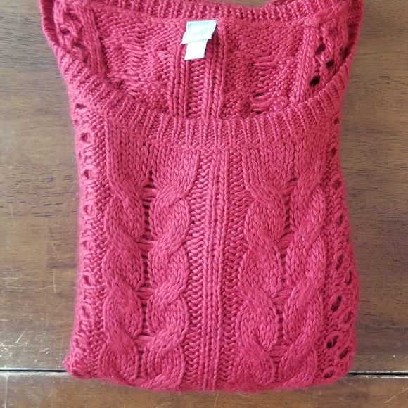 JCP Hi Low Red Open Weave Sweater Size Petite Large - Picture 7 of 7